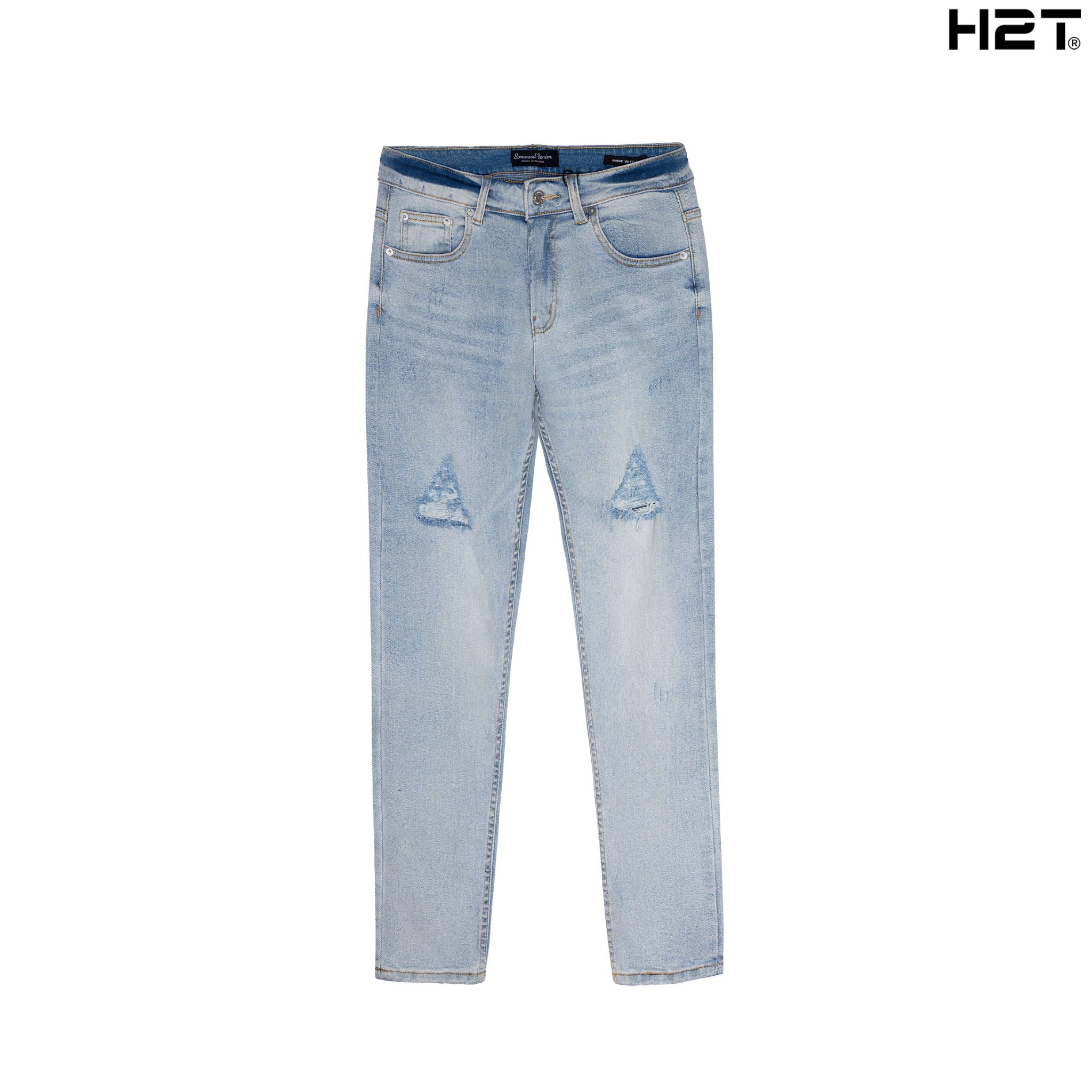 Quần Jeans Light Blue Wash Ripped Slim Tapper 1662