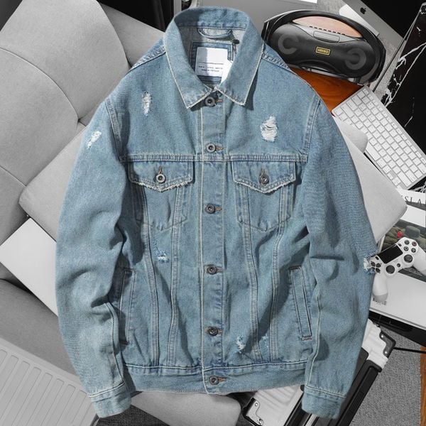 Áo Khoác Jean Biker Scratch Denim Jacket 1765 