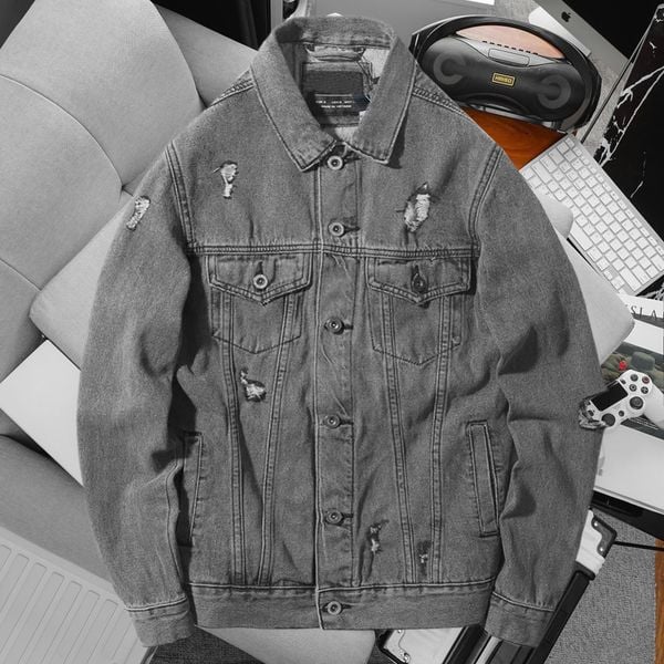  Áo Khoác Jean Biker Scratch Denim Jacket 1765 