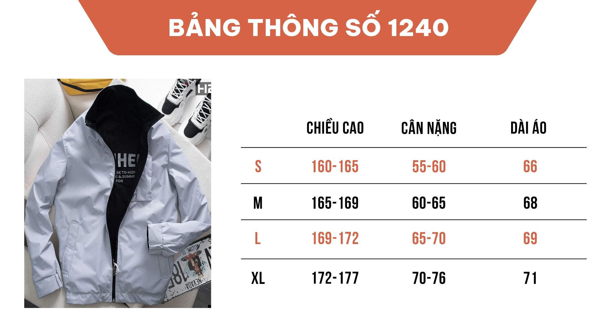  Áo Gió Hai Mặt 1240GbS 