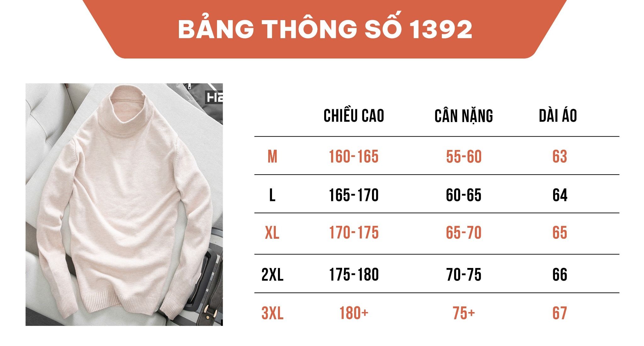  ÁO LEN CỔ LỌ 3 PHÂN 1392 