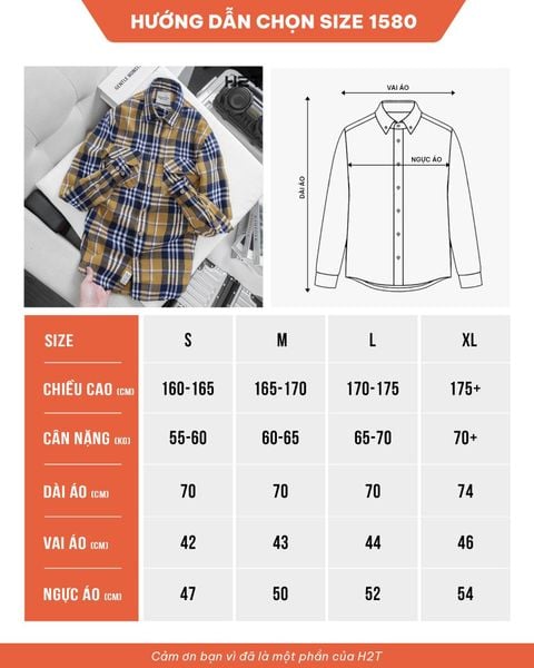  Sơ Mi Flannel Vải Dạ Kẻ Caro 1580 
