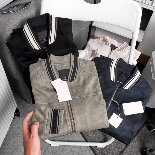  Áo Bomber Da Lộn Phối Viền Suede Jacket 1789 