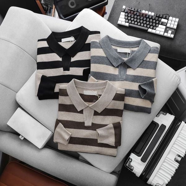 Áo Len Polo Sọc Ngang Stripe Sweater 1805 