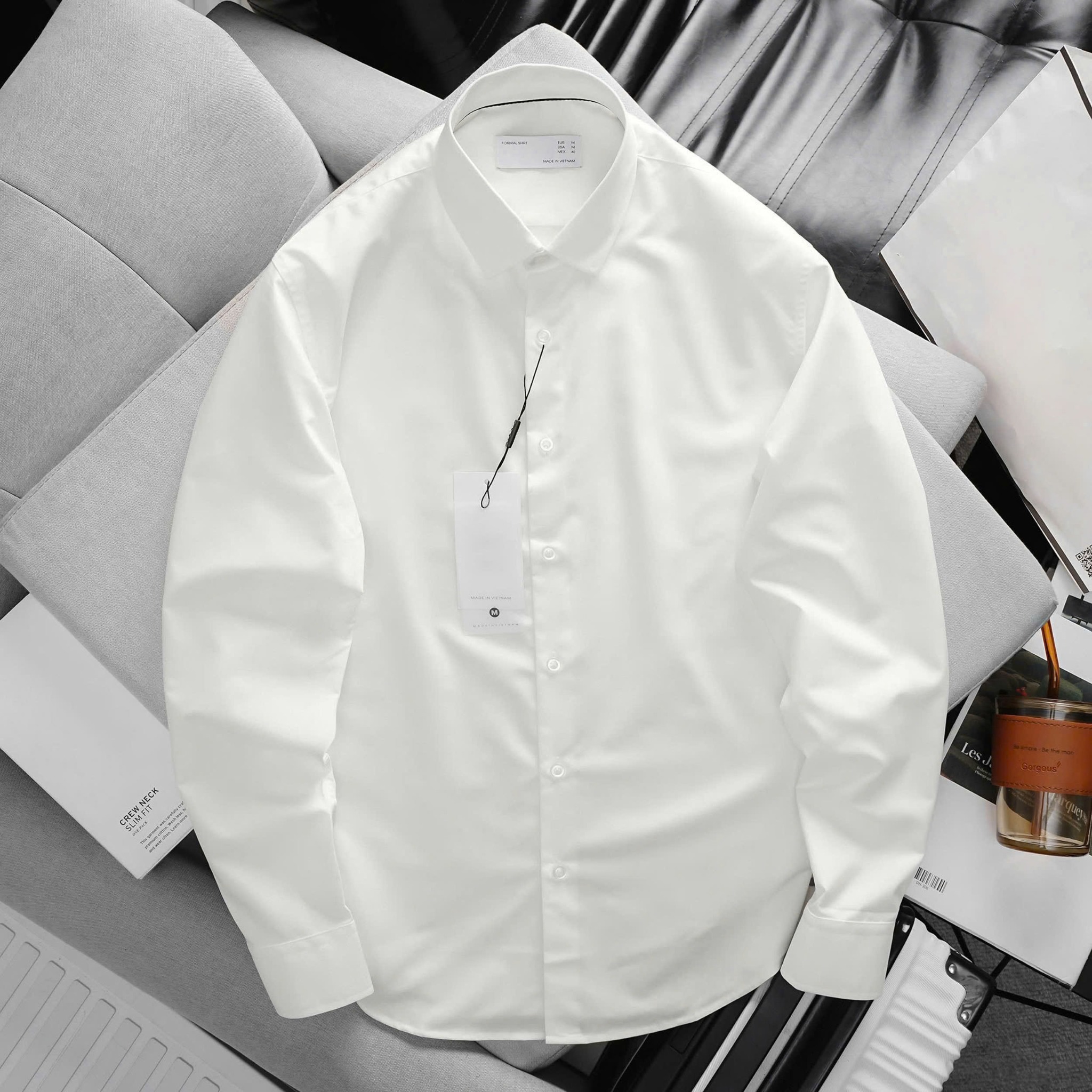 Áo Sơ Mi Trắng Viền Cổ Modal Shirts 1811