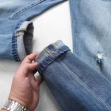 Quần Jeans Mid Blue Slimfit Wash Ripped 1814 
