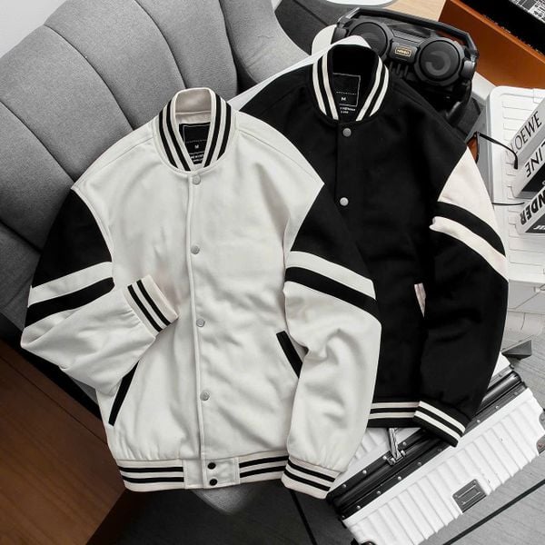  Áo Khoác Dạ Chéo Phối Da Lộn 1835 