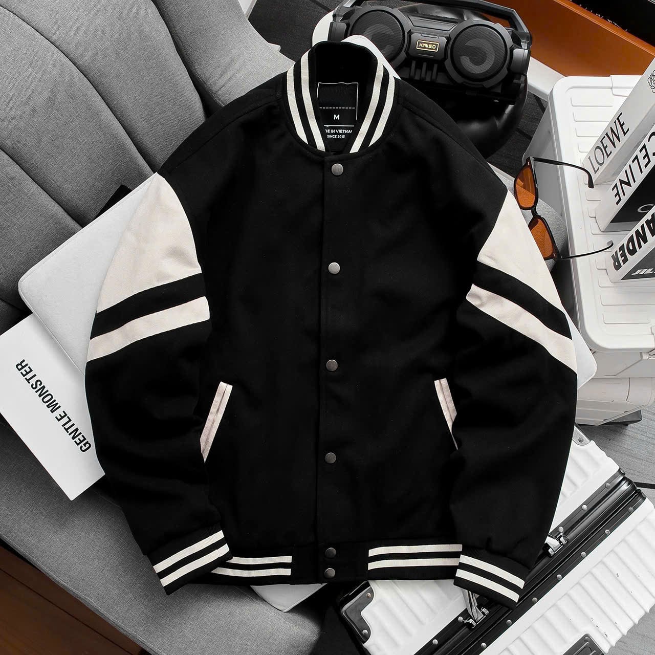 Áo Khoác Dạ Chéo Phối Da Lộn 1835