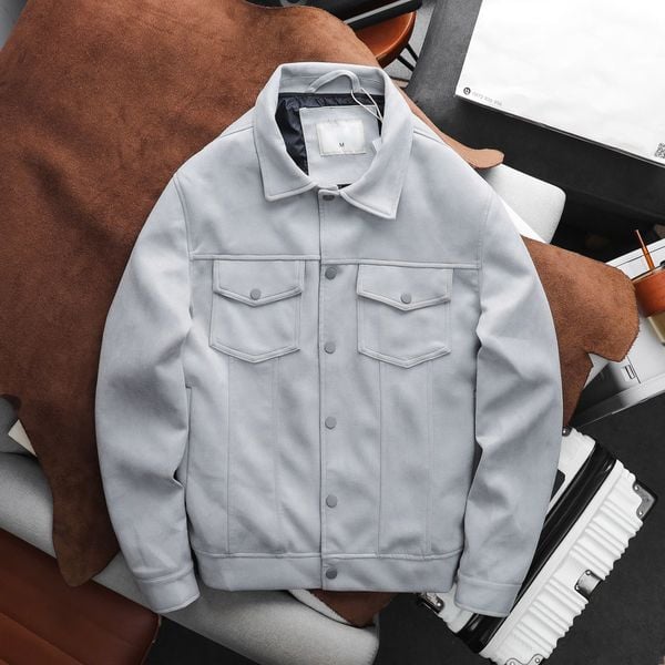  Áo Khoác Da Lộn Cổ Bẻ Hai Túi Ngực 1830 