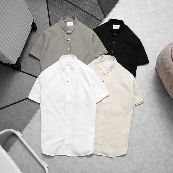  Áo Sơ Mi Linen Ngắn Tay Cổ Trụ 1851 