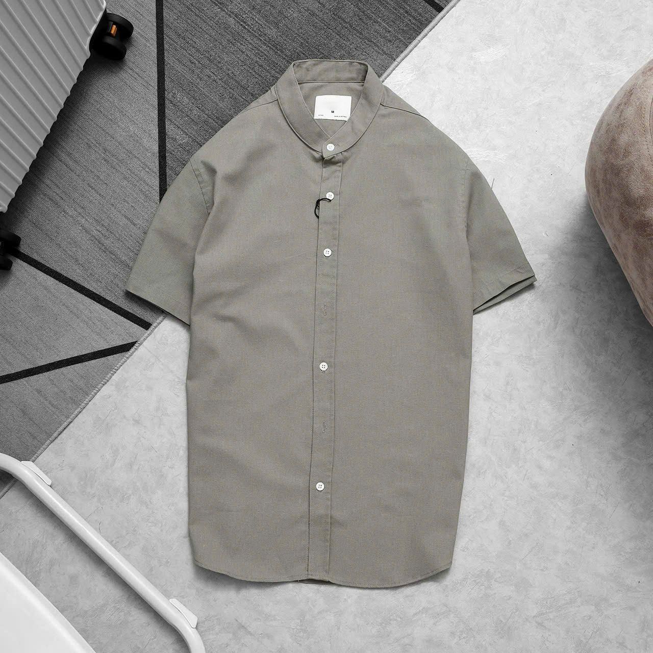  Áo Sơ Mi Linen Ngắn Tay Cổ Trụ 1851 