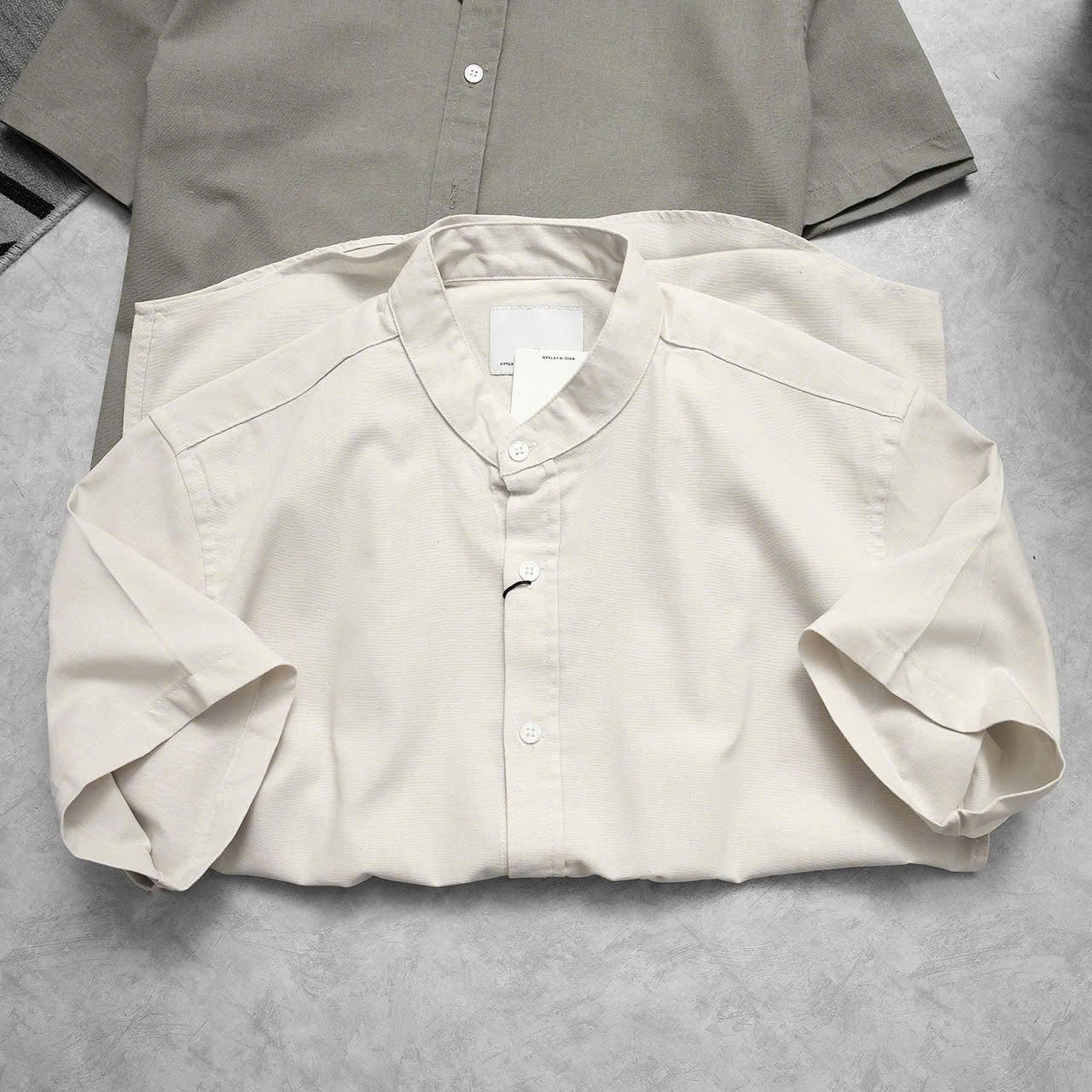  Áo Sơ Mi Linen Ngắn Tay Cổ Trụ 1851 