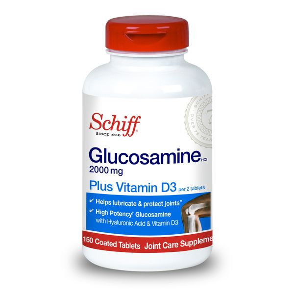  Viên Uống Bổ Khớp Schiff Glucosamine 2000mg with Vitamin D3 and Hyaluronic Acid Joint Supplement, 150 ct [Hộp 150 viên] 