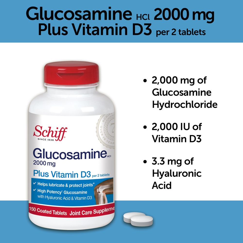 Schiff Glucosamine 2000mg with Vitamin D3 and Hyaluronic Acid Joint Su –  Brianshop.us