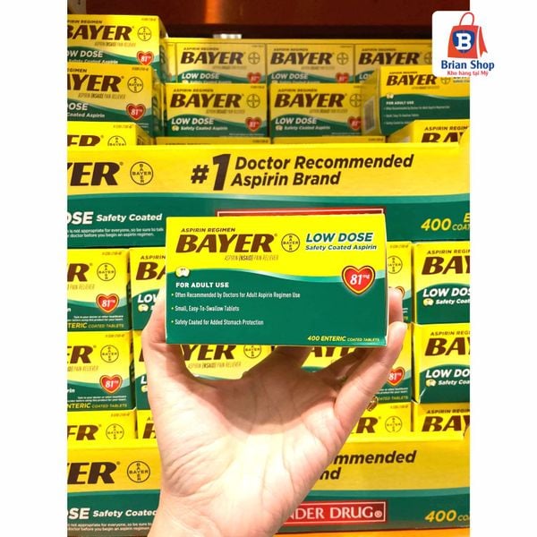  Viên Giảm Đau Và Ngăn Ngừa Nhồi Máu Cơ Tim Bayer Aspirin Liều Thấp 81mg [Lọ 400 viên] 