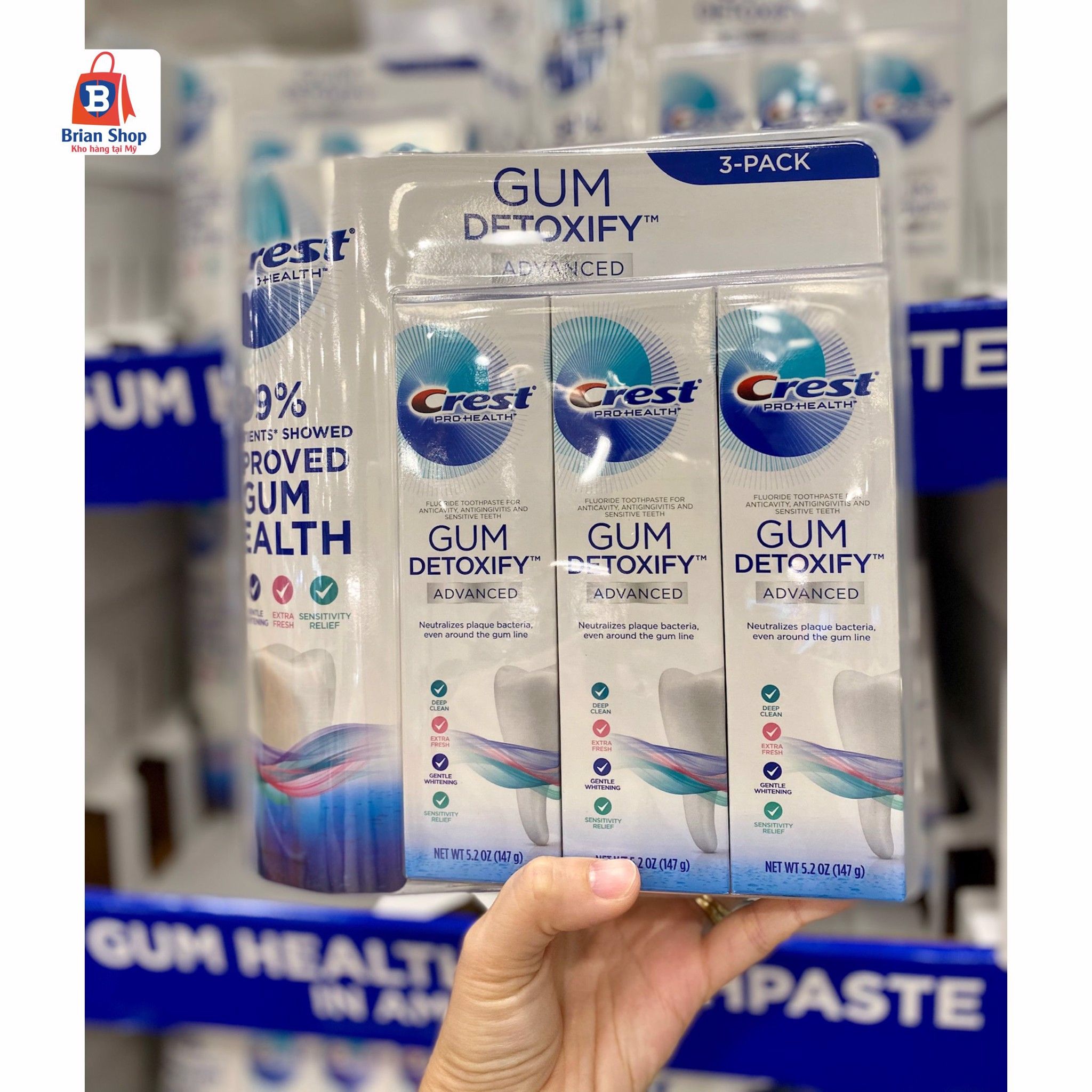  Kem Đánh Răng Bảo Vệ Nướu Crest Gum Detoxify 147 gram [Tuýp 147g] 