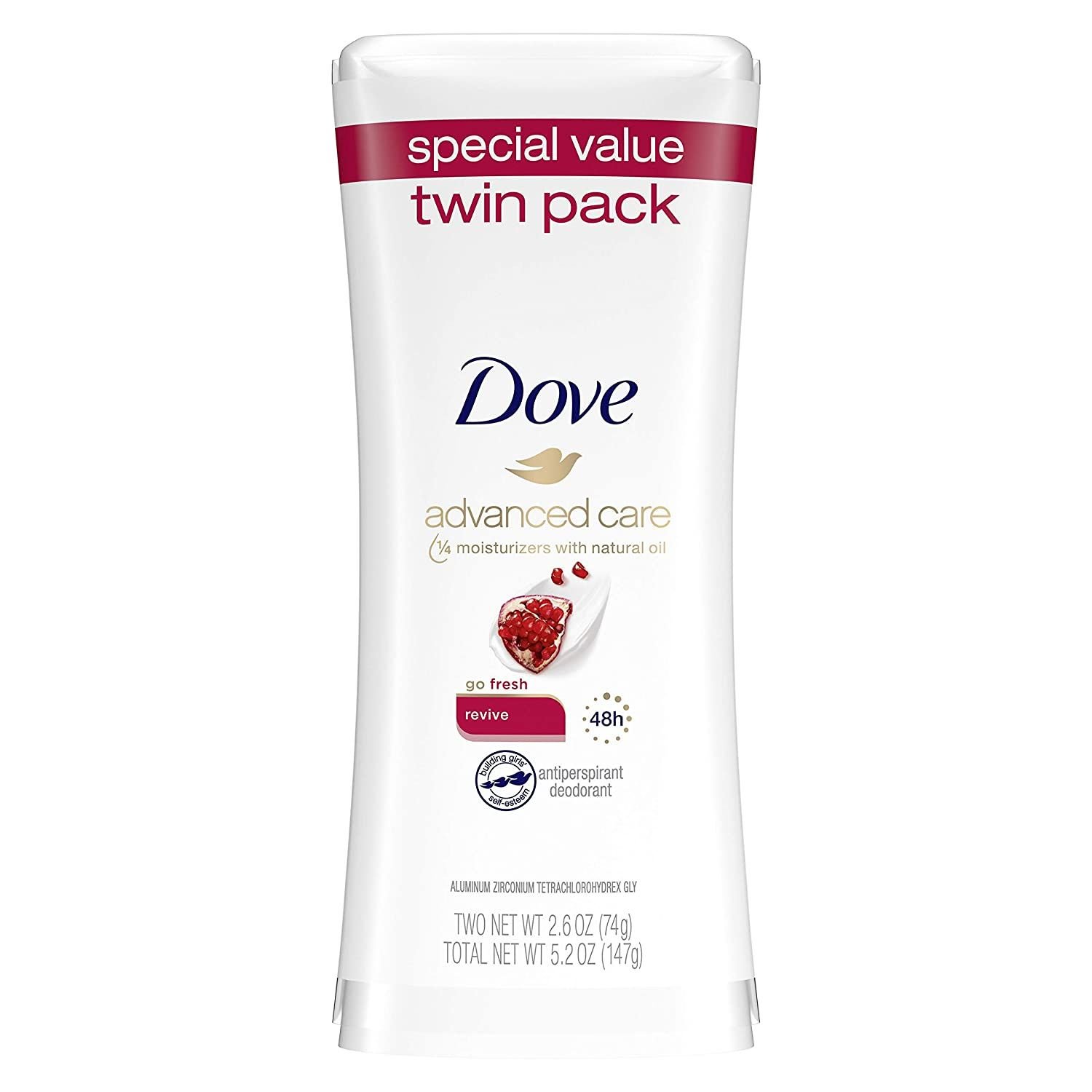  Lăn Khử Mùi Dạng Sáp Chiết Xuất Từ Trái Lựu Dove Advanced Care Antiperspirant Deodorant Stick Revive [Chai 74g] 
