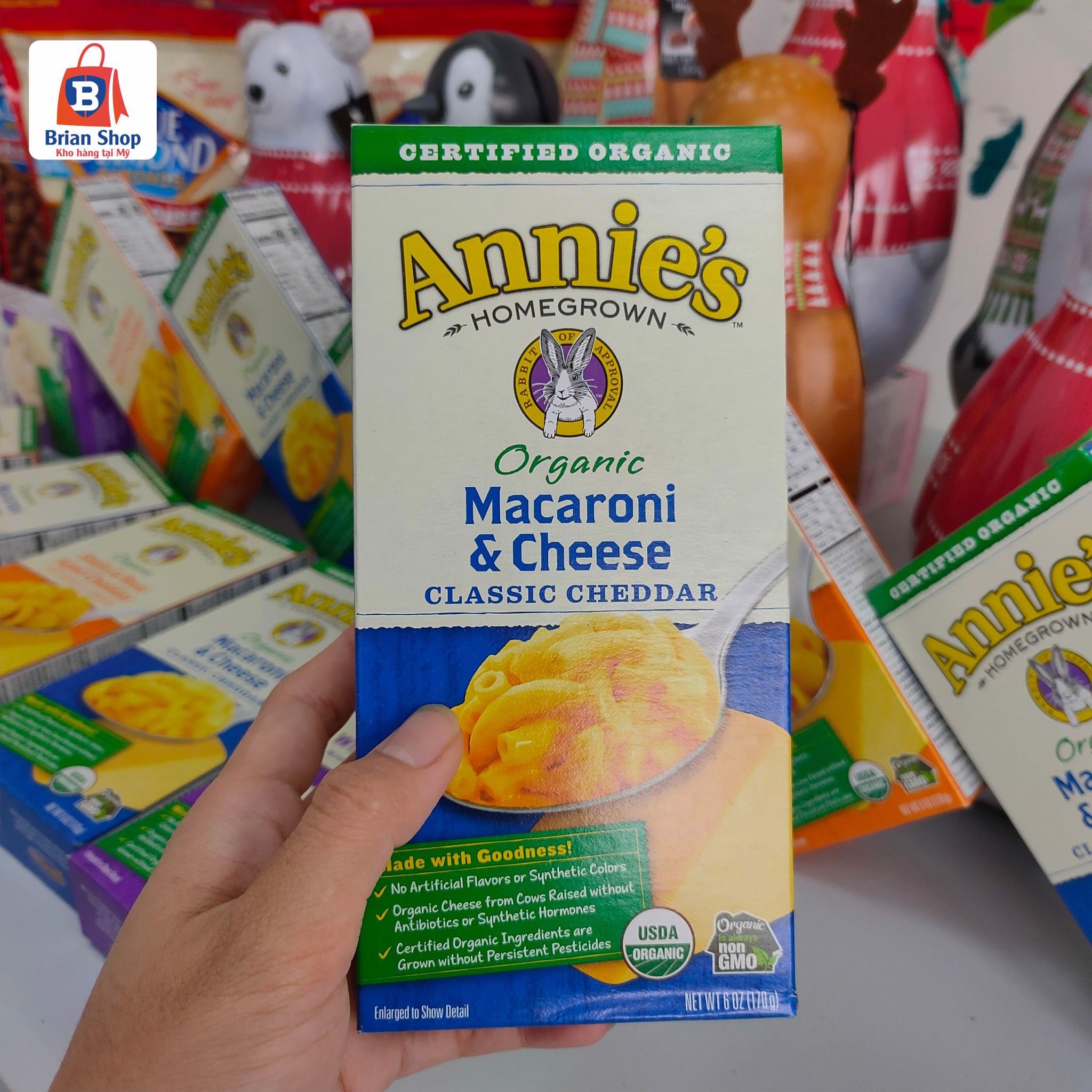  Nui Phô Mai Hữu Cơ Annie's Organic Homegrown Macaroni & Cheese, Variety Pack, 6 oz [Hộp 170g] 