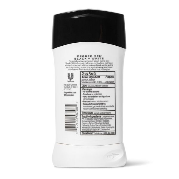  Lăn Khử Mùi Nam Dạng Sáp Degree Men UltraClear Antiperspirant Deodorant Stick Black+White 2.7 Oz [Chai 76g] 