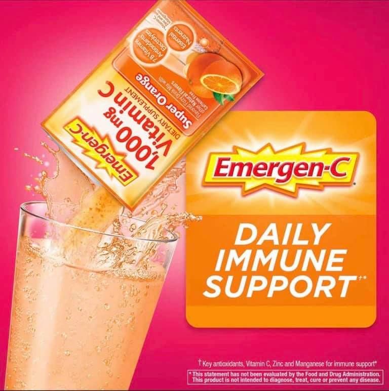  Bột Sủi Hòa Tan Bổ Sung Vitamin C Tăng Cường Sức Đề Kháng Emergen-C Vitamin C 1,000 mg. Variety Pack Drink Mix [Hộp 90 gói] 