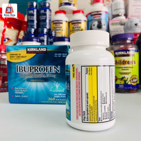  Viên Uống Giảm Đau Hạ Sốt Ibuprofen, 200 mg., Pain Reliever/Fever Reducer [Hộp 180 viên] 