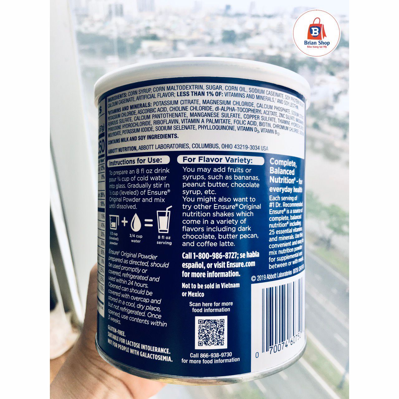 Sữa Bột Hương Vani Ensure Original Nutrition Shake Powder with 9 grams –