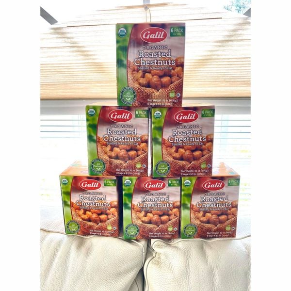  Hạt Dẻ Luộc Galil organic roasted chestnuts 6 pack [Hộp 06 túi, 100g/túi] 