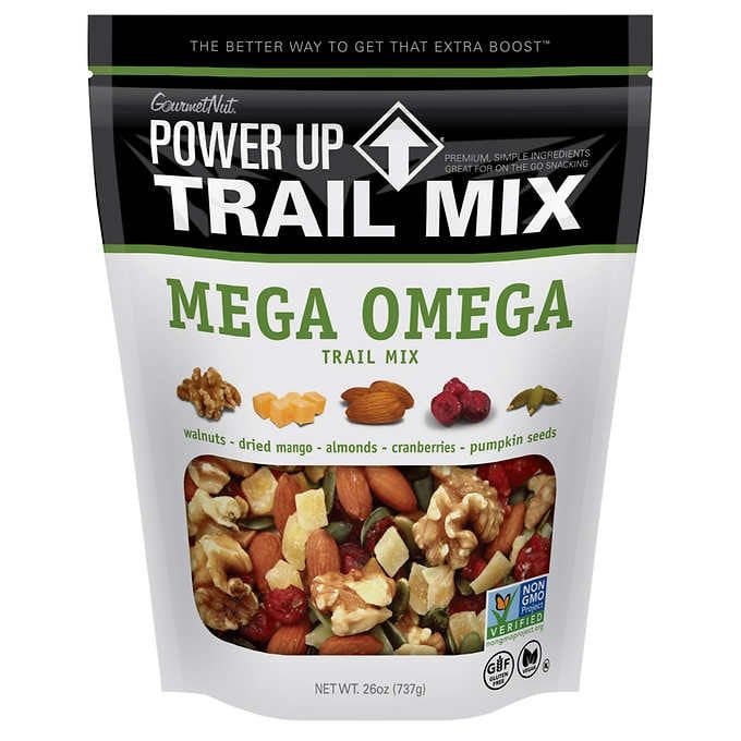  Hạt & Trái Cây Sấy Khô Gourmet Nut Power Up Trail Mix, Mega Omega [Túi 737g] 