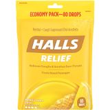  Kẹo Ngậm Không Đường Hương Chanh Mật Ong HALLS Relief Honey Lemon Cough Drops, 80 Drops [Bịch 80 viên] 