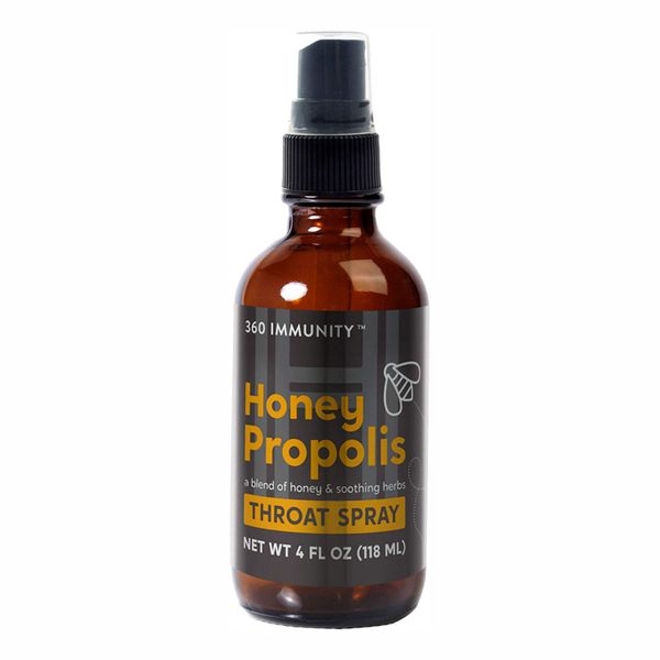  Xịt Keo Ong Làm Dịu Cổ Họng Chiết Xuất Từ Thảo Mộc Honey Propolis Throat Spray 360 Immunity [Chai xịt 118ml] 