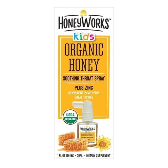  Xịt Họng Mật Ong Hữu Cơ, Kết Hợp Kẽm HoneyWorks. Dùng được cho bé từ 12 tháng tuổi trở lên [Chai xịt 30ml] 