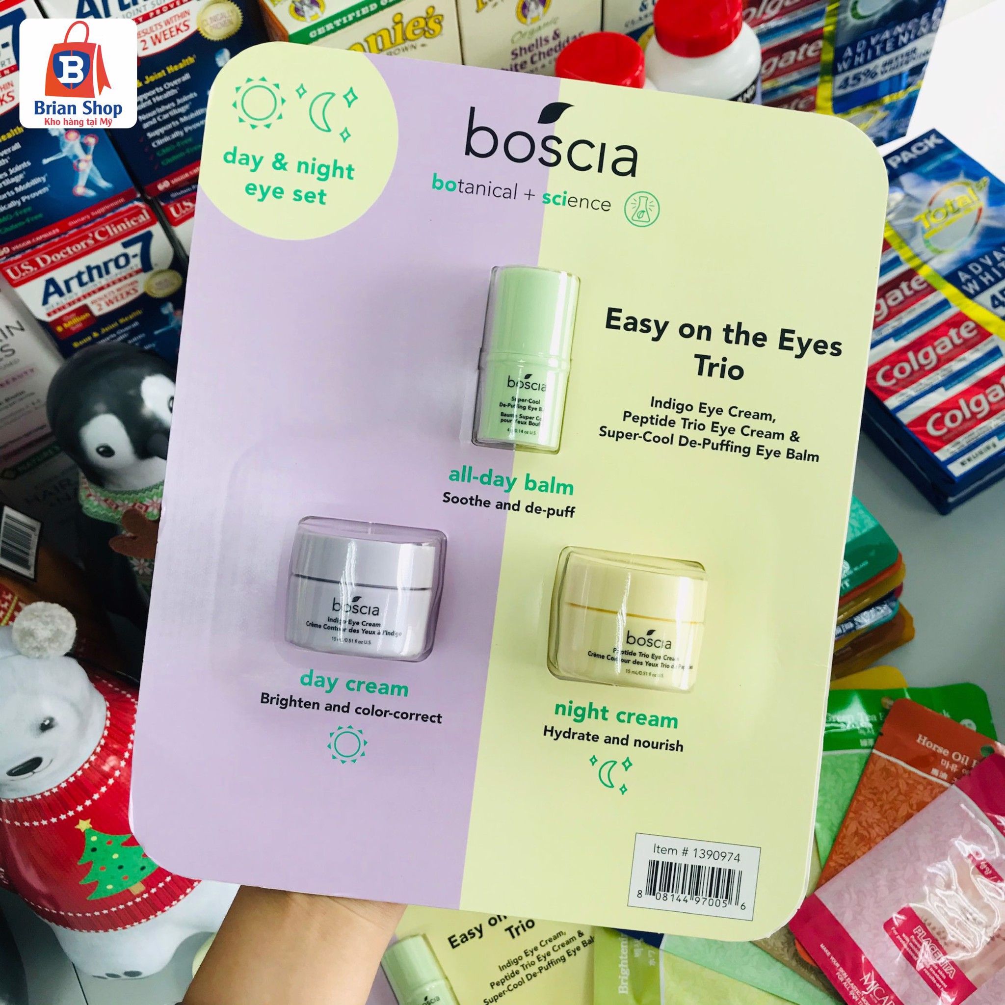  Set Kem Dưỡng Da Mắt Chống Lão Hóa Ngày & Đêm Boscia Botanical + Science Easy On The Eye Trio Day & Night Eye Set Cream & Balm [Set 03 hộp] 