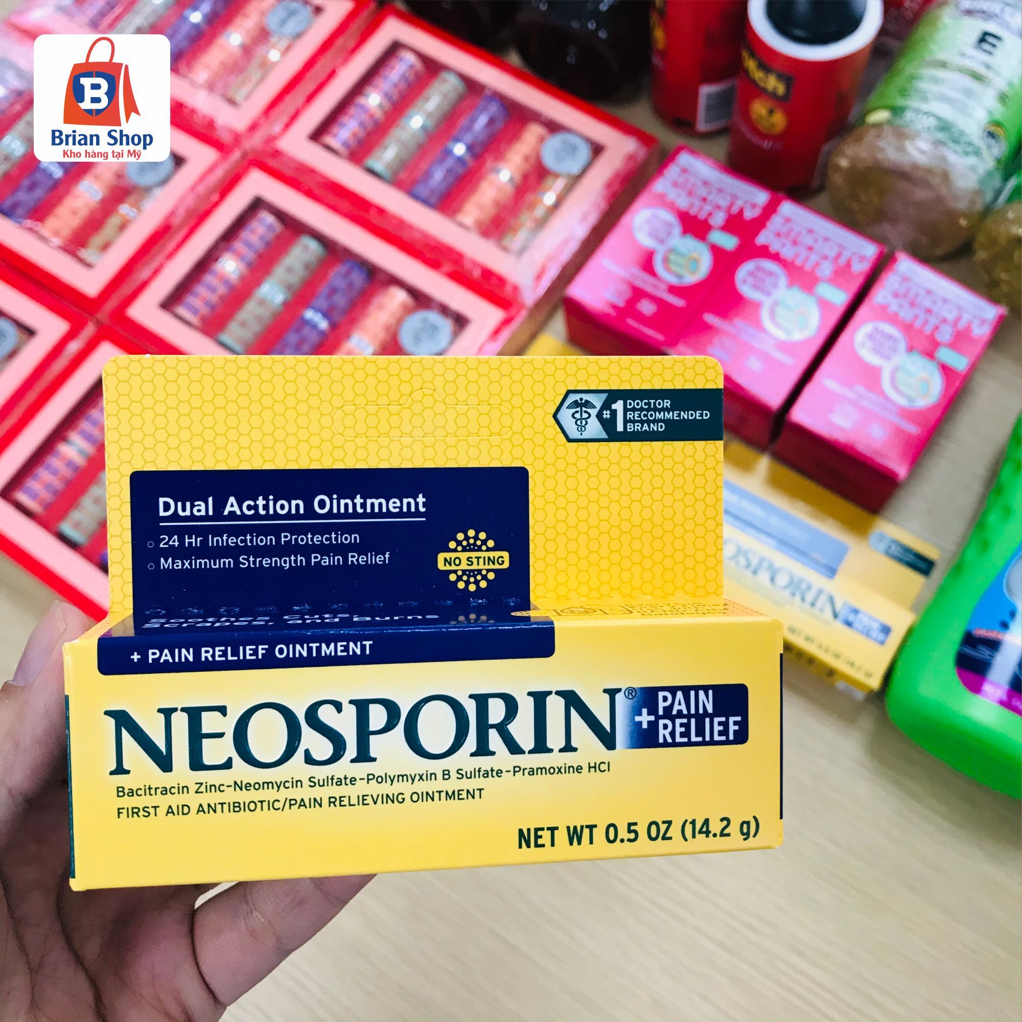  Kem Mỡ Kháng Viêm, Liền Sẹo Neosporin Original First Aid Antibiotic Ointment with Bacitracin, Zinc 14.2 gram [Tuýp 14.2g] 