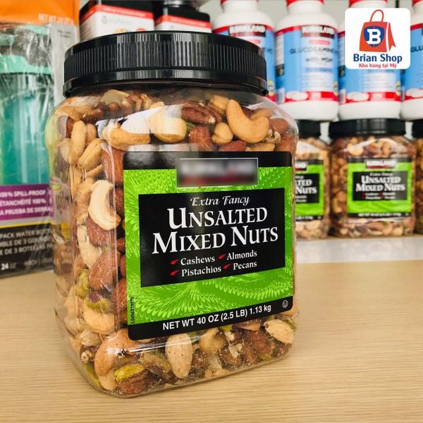  Hạt Hỗn Hợp Không Muối Unsalted Mixed Nuts, 2.5 lbs [Hộp 1.13kg] 