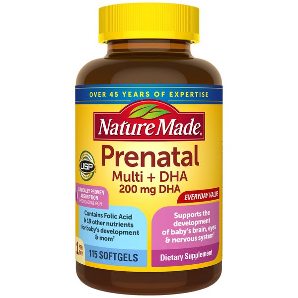  Viên Uống Bổ Sung Vitamin Cho Bà Bầu Nature Made Prenatal Multivitamin + DHA Softgels [Hộp 115 viên] 