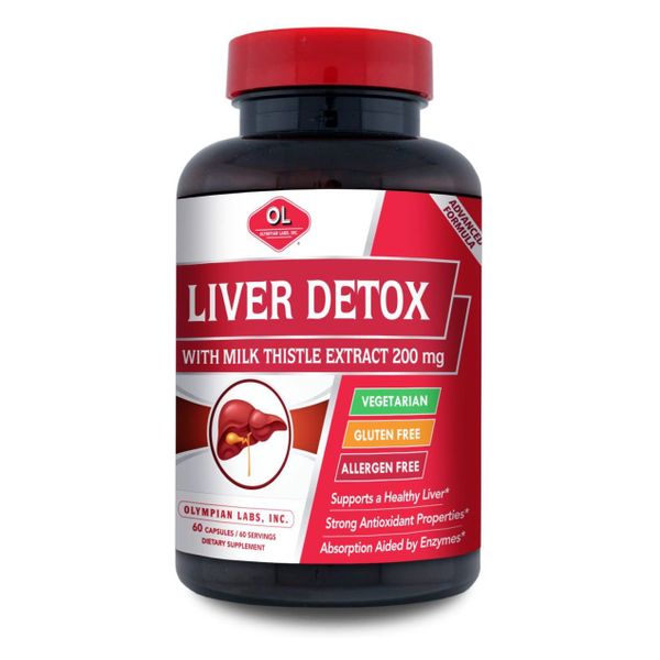  Viên Uống Giải Độc, Bảo Vệ Gan Olympian Labs Liver Detox with Milk Thistle Extract 200 Mg, 60 Count [Hộp 60 viên] 