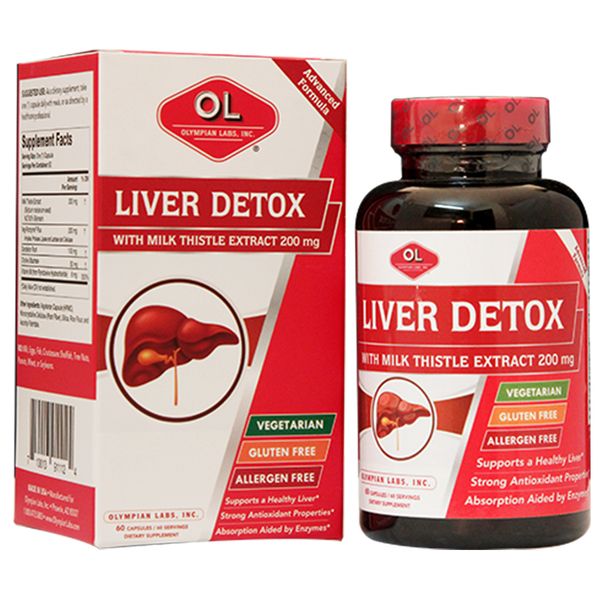  Viên Uống Giải Độc, Bảo Vệ Gan Olympian Labs Liver Detox with Milk Thistle Extract 200 Mg, 60 Count [Hộp 60 viên] 