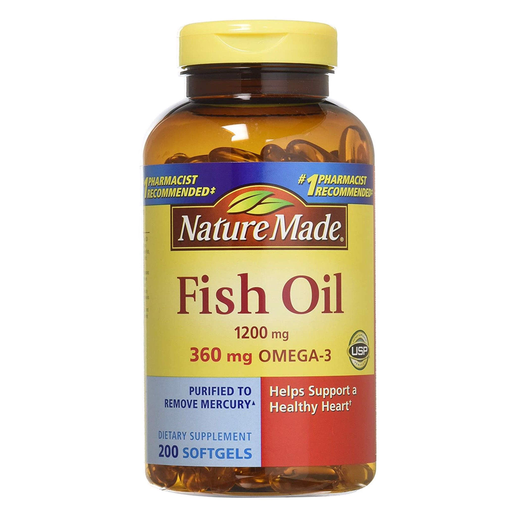 Dầu Cá Nature Made Fish Oil 1200mg 0mega-3 [Hộp200 viên]. Mẫu hộp 2020 NEW 