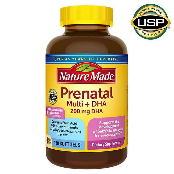  Viên Uống Bổ Sung Vitamin Cho Bà Bầu Nature Made Prenatal Multivitamin + DHA Softgels [Hộp 150 viên] 