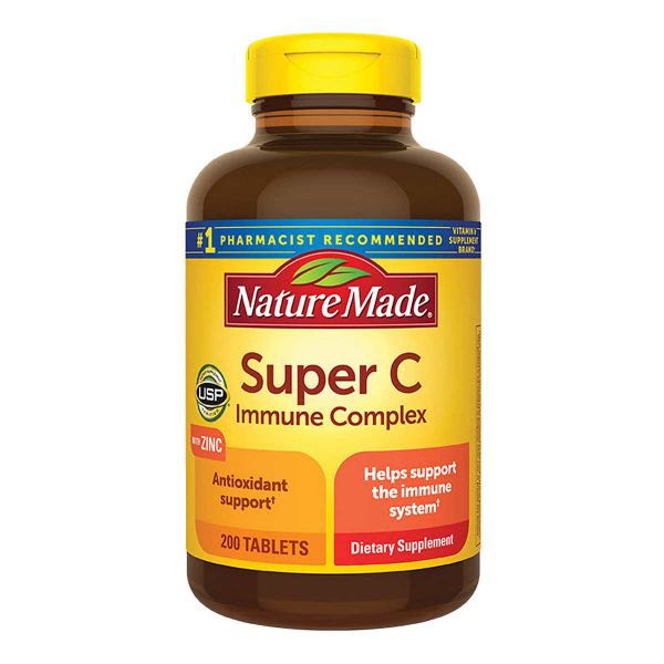  Viên Uống Tăng Cường Hệ Miễn Dịch Nature Made Super C with Vitamin D3 & Zinc [Lọ 200 viên] 