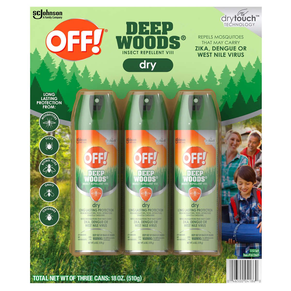  Xịt Chống Muỗi & Côn Trùng OFF! Deep Woods Dry Insect Repellent Spray [Set 3 chai xịt, 170gr/chai] 