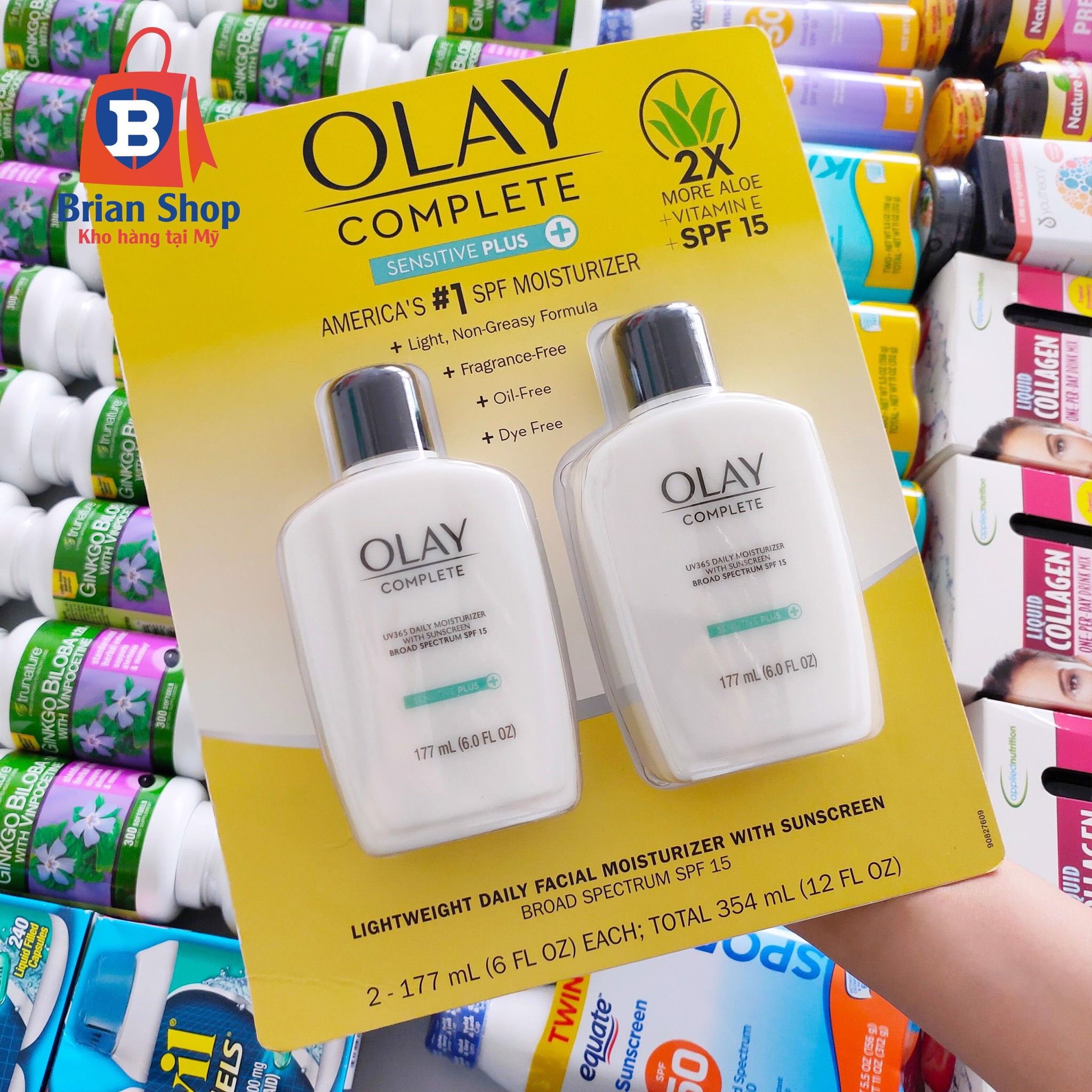  Kem Dưỡng Da Chống Nắng Olay Complete Sensitive 6 fl oz, SPF 15 [Chai 177ml] 