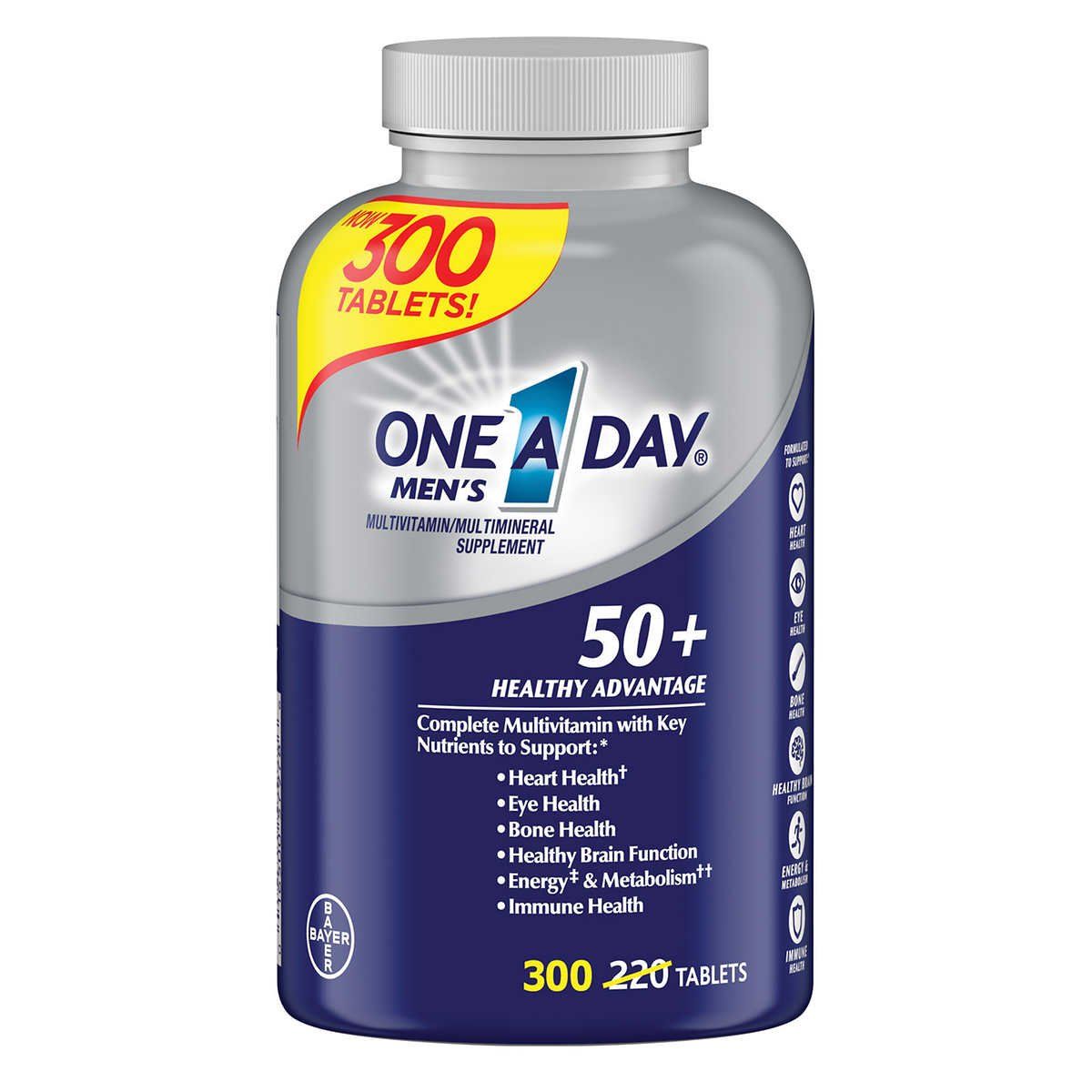  Viên Uống Vitamin Tổng Hợp Cho Nam Giới One A Day Men's 50+ Healthy Advantage Multivitamin, 300 Tablets [Hộp 300 viên] 