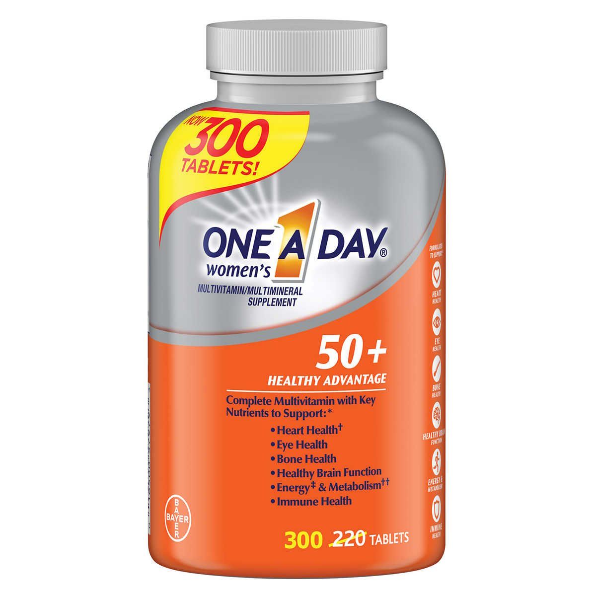  Viên Uống Vitamin Tổng Hợp Cho Phụ Nữ One A Day Women's 50+ Healthy Advantage Multivitamin, 300 Tablets [Hộp 300 viên] 