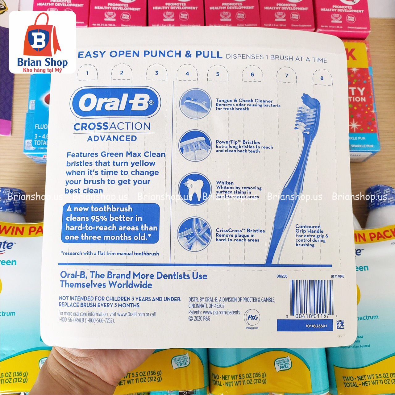  Set 08 Bàn Chải Đánh Răng Oral-B CrossAction Advanced Toothbrushes, 8-pack [Set 08 cái] 