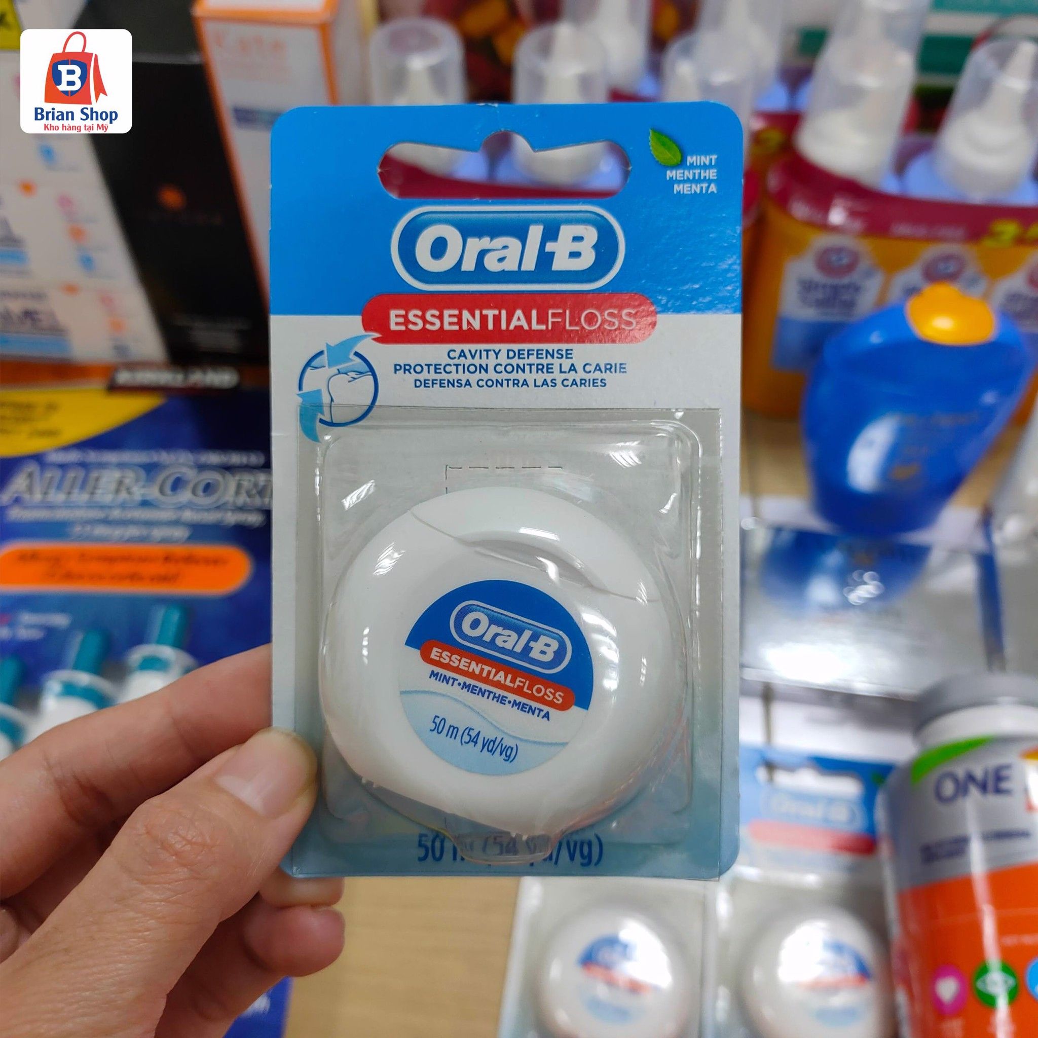  Chỉ Nha Khoa Oral-B Essential Floss Dental Floss, Waxed Mint - 55 Yards [Hộp 50m] 