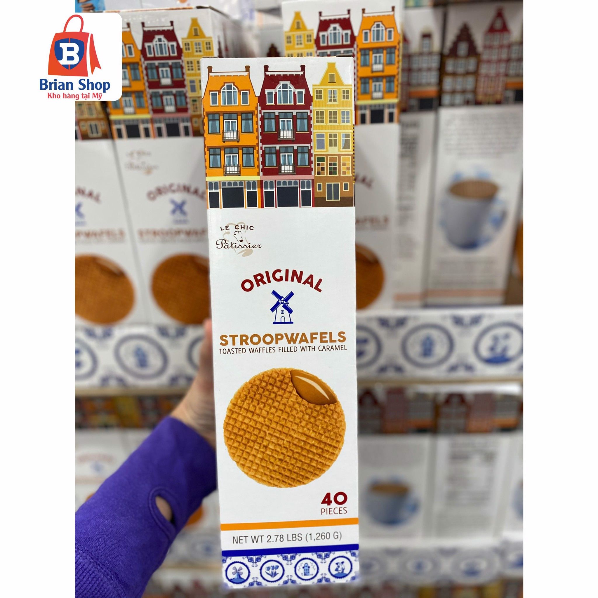  Bánh Quế Nướng Nhân Caramel Original Stroopwafels- Toasted Waffles filled with Caramel [Hộp giấy 30 cái, 905g] 