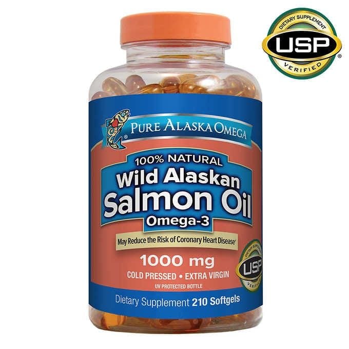  Viên Dầu Cá Hồi 1000mg Pure Alaska Omega Wild Salmon Oil 1000 mg., 210 Softgels [Hộp 210 viên] 