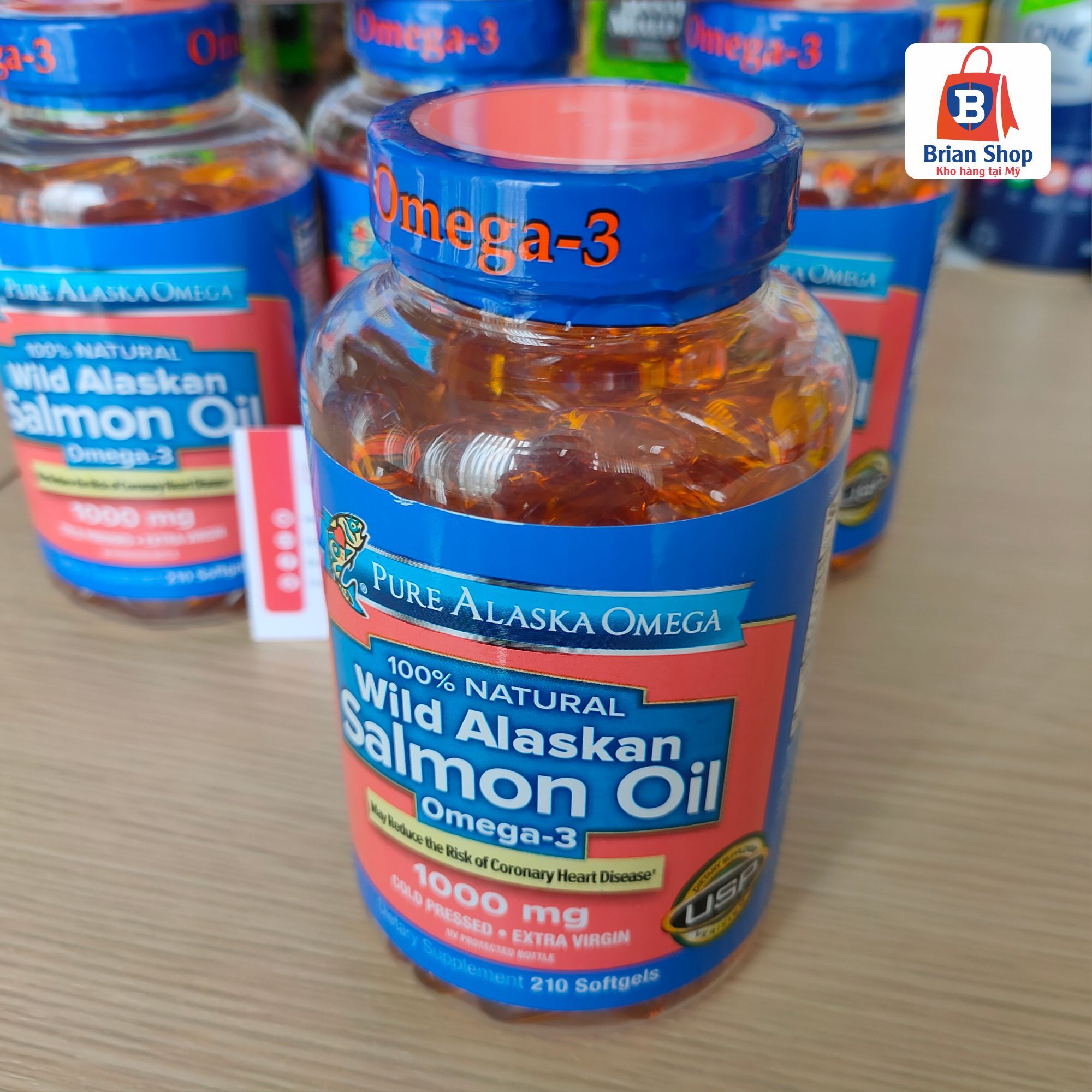  Viên Dầu Cá Hồi 1000mg Pure Alaska Omega Wild Salmon Oil 1000 mg., 210 Softgels [Hộp 210 viên] 