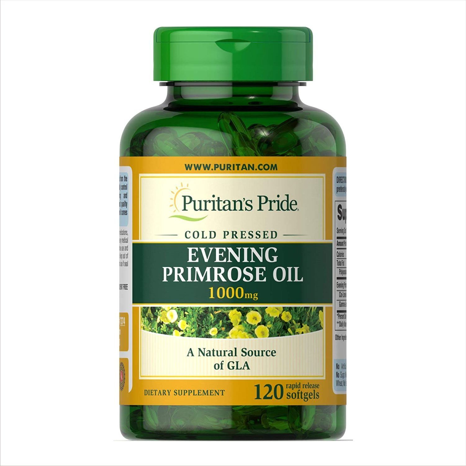  Viên Uống Tinh Dầu Hoa Anh Thảo Puritans Pride Evening Primrose Oil 1000mg with GLA [Hộp 120 viên] 